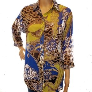 Joseph Ribkoff Chain Fleur-de-lis Sheer Blouse